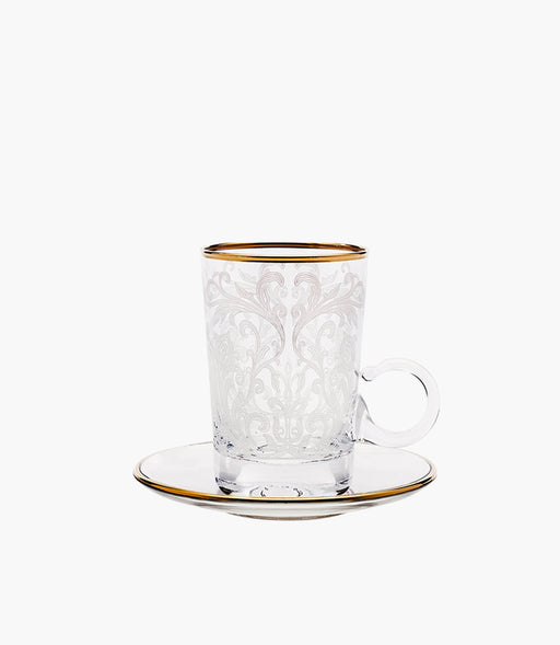 Embroidery Gold S/6 Tea Cup w/Saucer 120mL - Roomours UAE