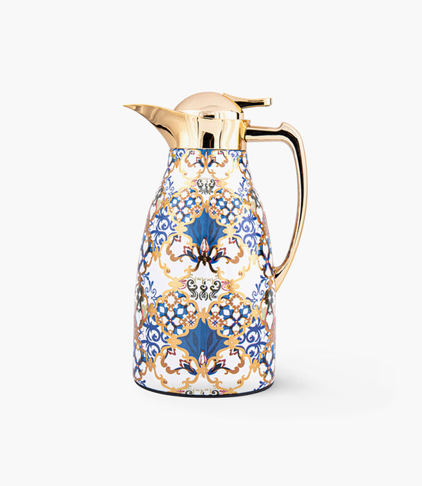 Blue Flower Gold Thermos  1L