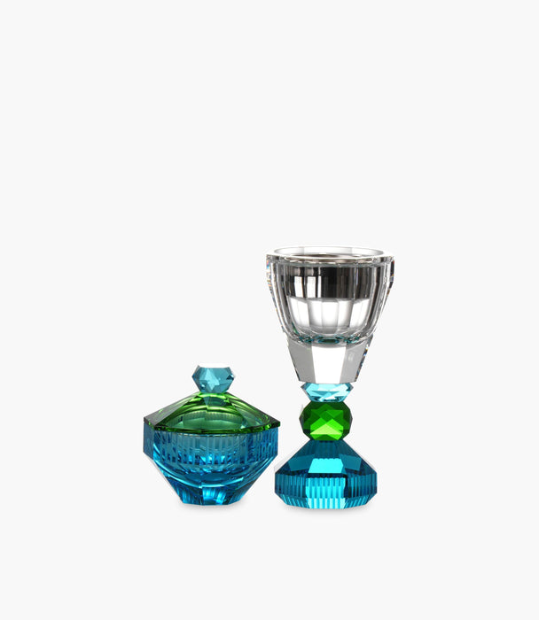 Canvas Candy Jar Crystal Blue 10x10x10.5cm - Roomours UAE