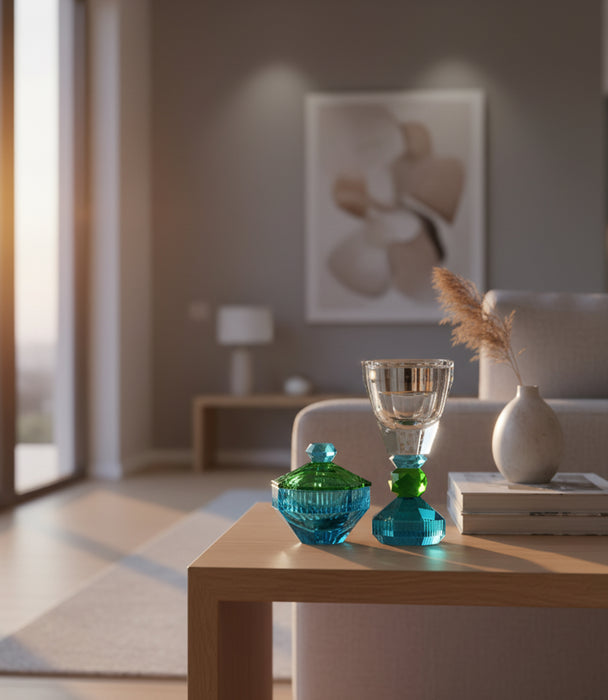 Canvas Candy Jar Crystal Blue 10x10x10.5cm