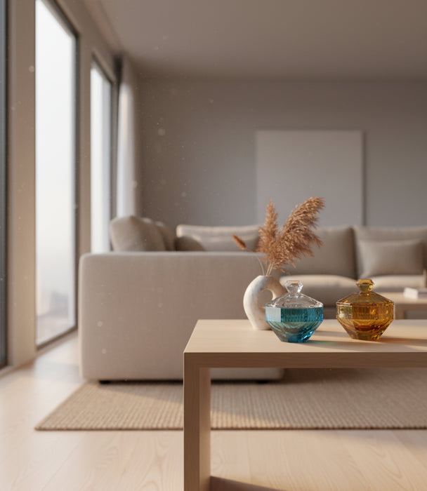 Canvas Candy Jar Crystal Blue 10x10x10.5cm