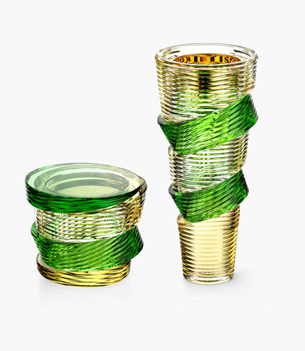 Swirl Crystal Jar & Burner Green Set- 2Pcs