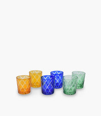 Cross Multicolor Double Layered Glass Set of 6