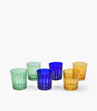 Strips Multicolor Double Layered Glass Set of 6