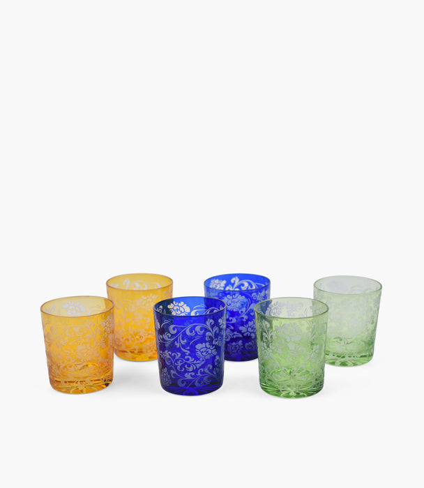 Blossom Multicolor Double Layered Glass Set of 6