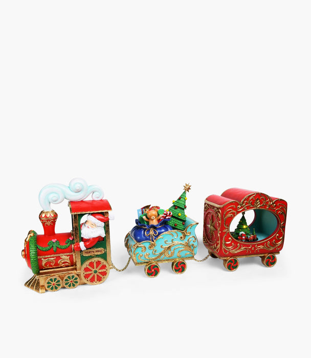Xmas Set Of 3, Resin Train Music Box
