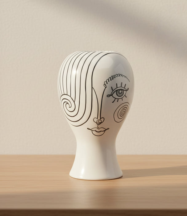 Dolomite Head Vase,White, 19*19*30.3Cm