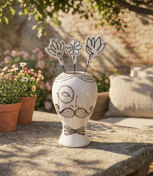 Dolomite Head Vase,White, 19*19*30.2Cm