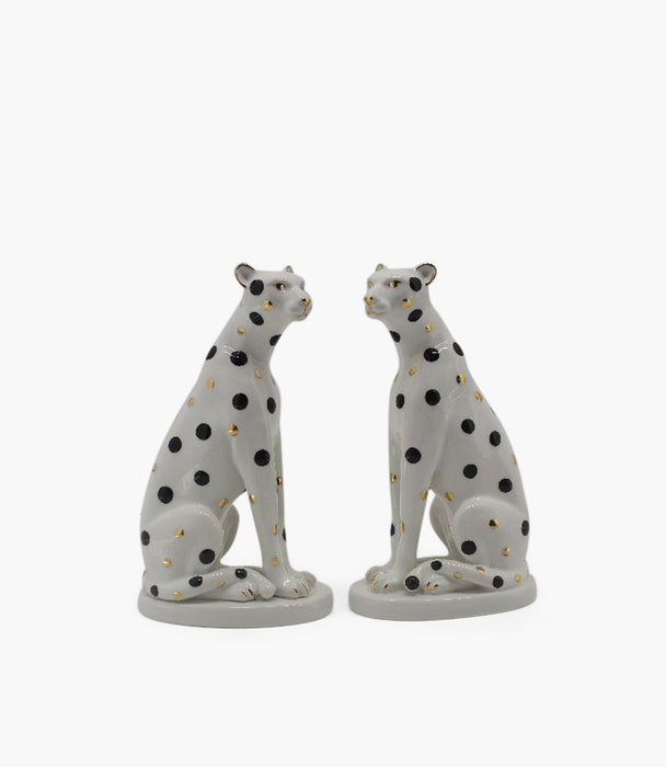 Dolomite Leopard Candle Holder, Set Of 2, 7.5*12.7*21.8Cm