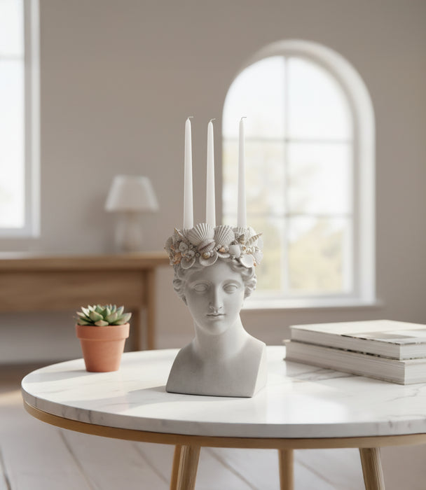 Venus Resin Candle Holder,White, 23.6X25.7X38.2Cm