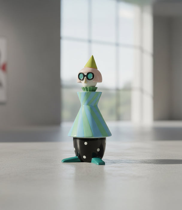 علبة ديكور دولوميت ريزن ملوّنة بشكل دمية مخططة أزرق وأخضر