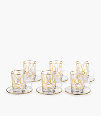 Victorian Gold Tea Cup w/Saucer, Set of 6
