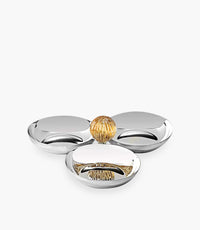 وعاء تقديم ثلاثي جلاس ببل فضة مع مقبض كريستالي أصفر