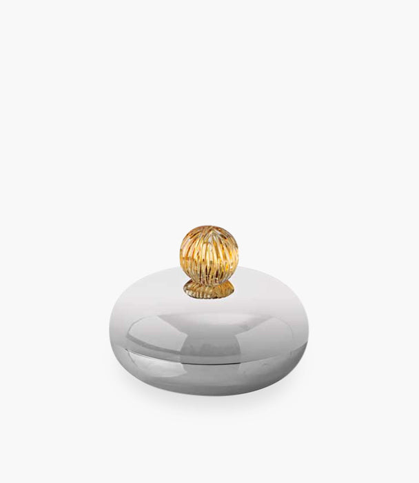 Glass Bubble Flat Box In Yellow R: 13cm H: 7cm