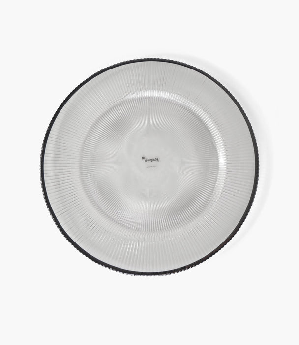 Ribbed Halo Charger Plate Glass Black 33cm Set of 6 - Roomours UAE