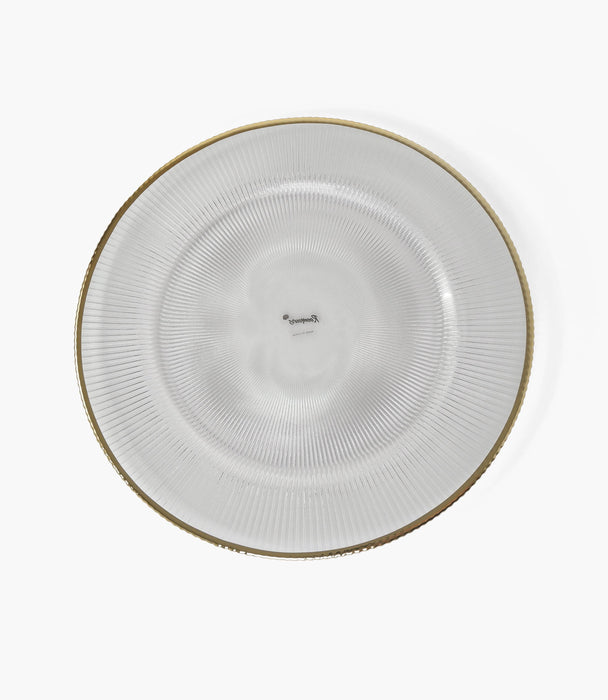 Ribbed Halo Charger Plate Glass Gold 33cm Set of 6 - Roomours UAE