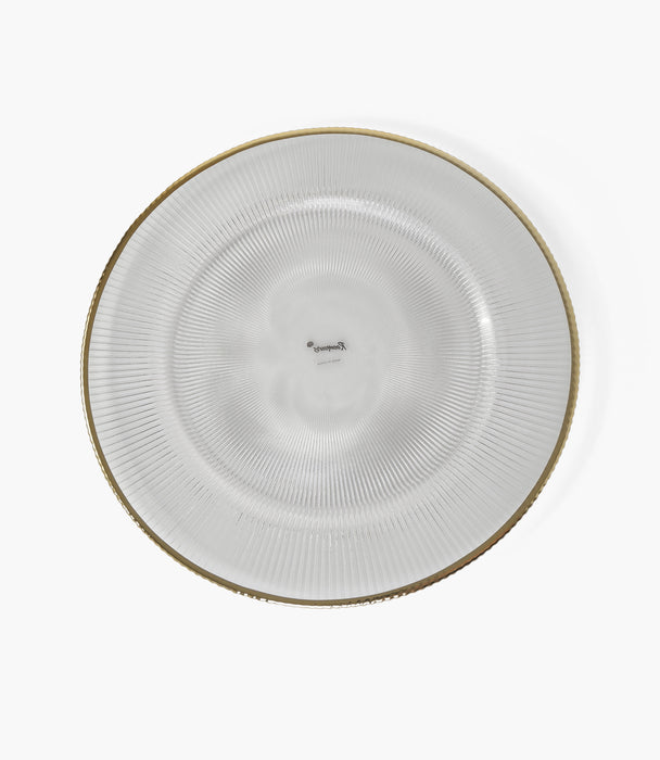 Ribbed Halo Gold Charger Plate Glass 33cm Set of 6