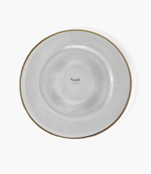 Ribbed Halo Silver Charger Plate Glass 33cm Set of 6