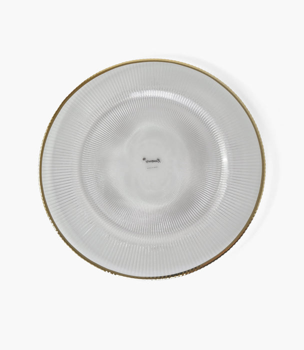 Ribbed Halo Charger Plate Glass Silver 33cm Set of 6 - Roomours UAE