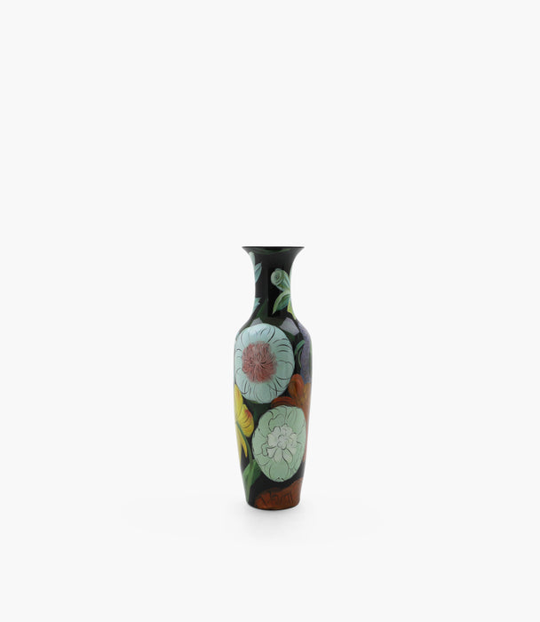 Amazonia Porcelain Black Floral Tall Vase D37xH123Cm