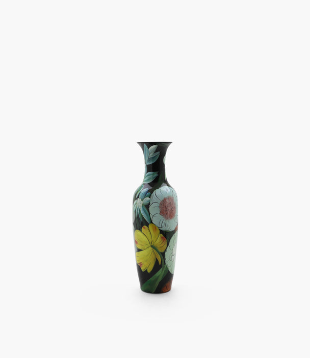 Amazonia Porcelain Black Floral Tall Vase D37xH123Cm