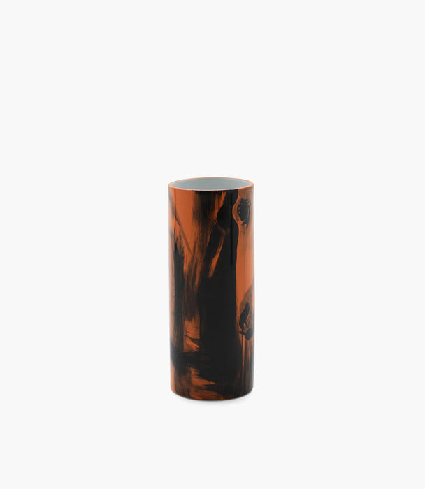 Horse Cylinder Vase Porcelain Orange 41x16 Cm - Roomours UAE