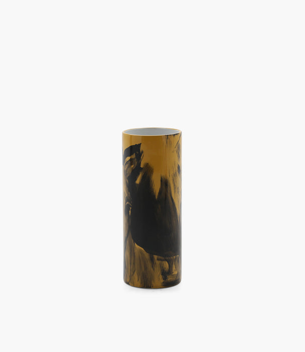 Horse Porcelain Yellow Cylinder Vase 45×17Cm