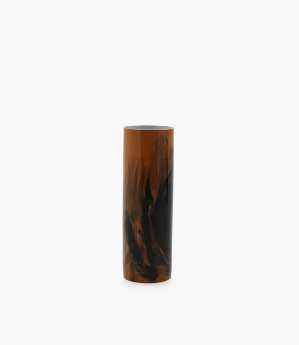 Horse  Porcelain Brown  Cylinder Vase 58×19Cm