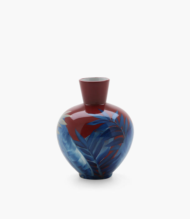مزهرية أمازونيا بورسلين بنفسجية وخضراء - 24.5×19 سم
