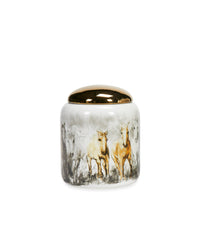 Big Horse Container Porcelain Grey & Yellow 25×21.5 Cm - Roomours UAE