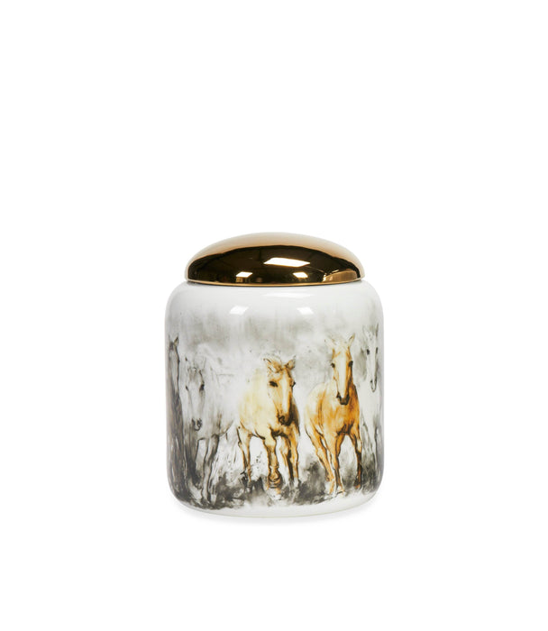 Big Horse Container Porcelain Grey & Yellow 25×21.5 Cm - Roomours UAE