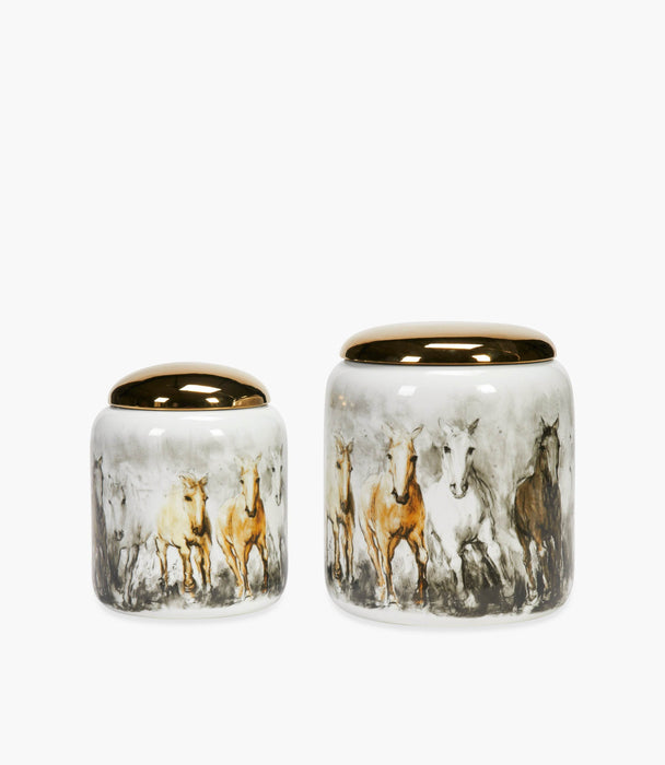 Big Horse Container Porcelain Grey & Yellow 25×21.5 Cm - Roomours UAE