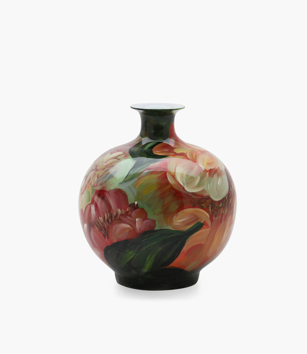 Amazonia Red Floral Round Vase Porcelain D39xH42.5Cm - Roomours UAE