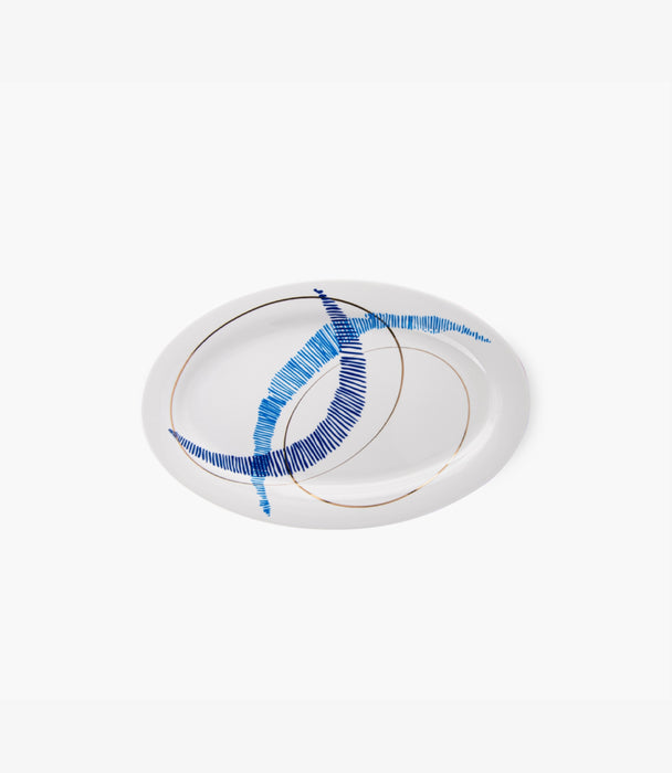 طبق تقديم بيضاوي شرق خزف صيني ملون