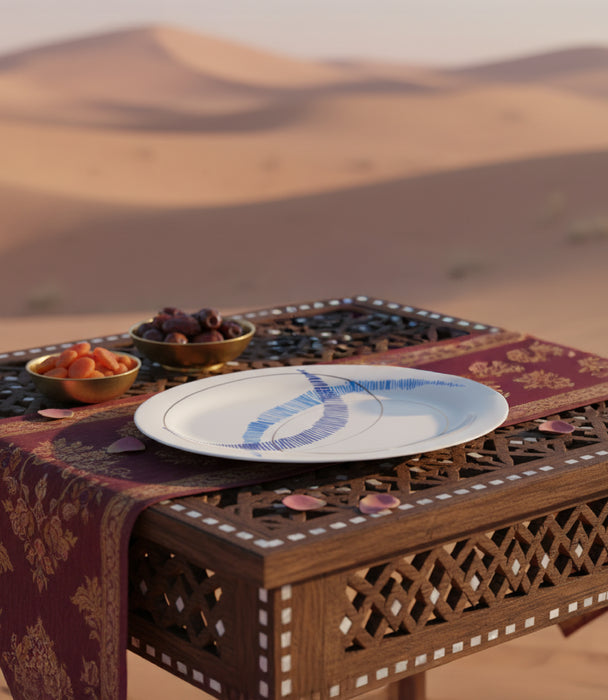 طبق تقديم بيضاوي شرق خزف صيني ملون