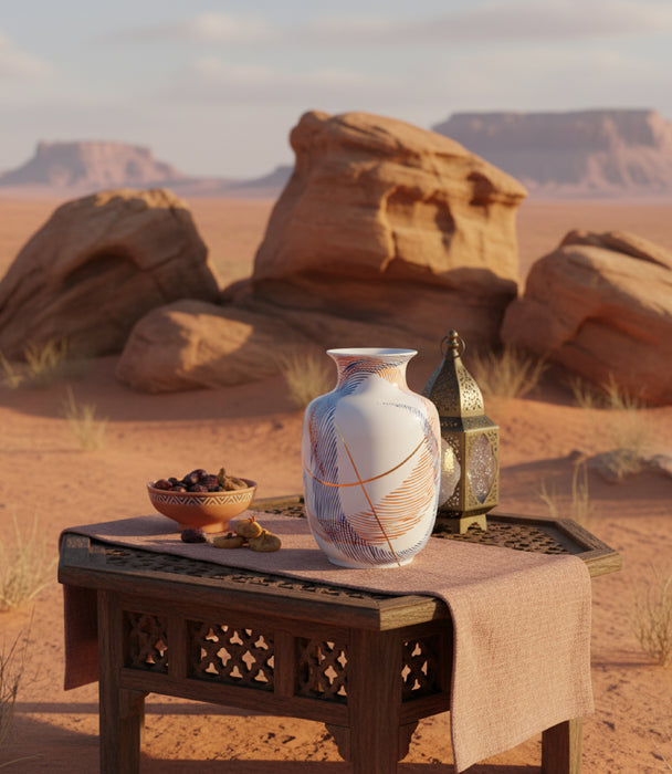 مزهرية شرق خزف صيني ملونة - 32 سم