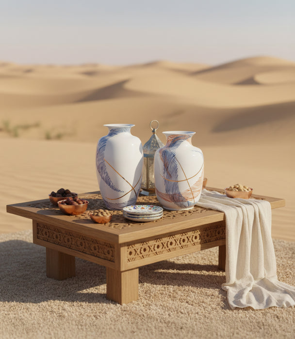 مزهرية شرق خزف صيني ملونة - 37 سم