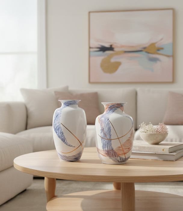 مزهرية شرق خزف صيني ملونة - 37 سم