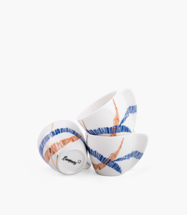 طقم فناجين إيسبريسو شرق خزف صيني مع صحون - عدد 12