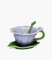 Porcelain Dahlia Floral cup & saucer w/spoon H 7.0CM - Roomours UAE