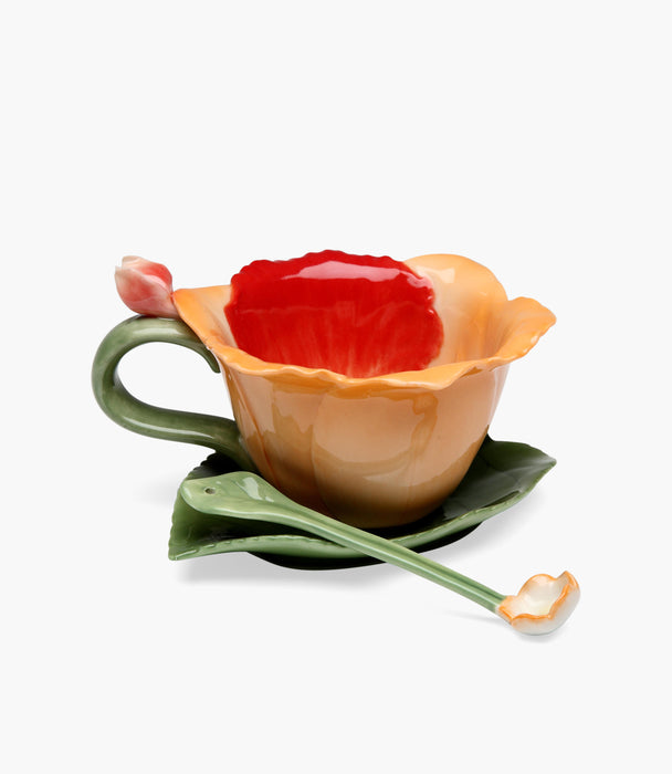 Orchid Porcelain cup & saucer w/spoonH 7.0CM