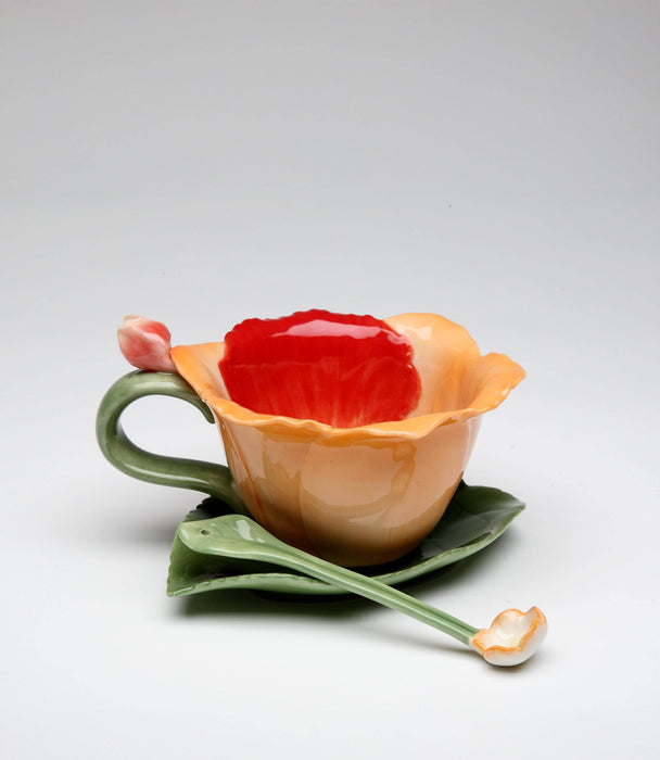 Porcelain Orchid cup & saucer w/spoonH 7.0CM - Roomours UAE