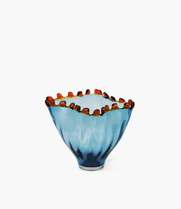 Art Glass Dark Blue Vase 29.5x25.5x24.5Cm