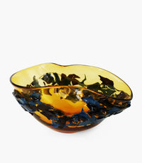 وعاء ديكور داليان زجاج كهرماني - 36x24x16 سم