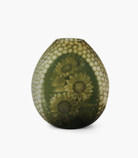 Sunflower Art Glass Vase In Green Size 27X15X30.5Cm