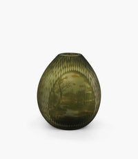 Natural Scenery Art Glass Vase In Green Size 27X15X30.5Cm