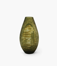 Natural Scenery Art Glass Vase In Green Size 22.5X13.5X42.5M