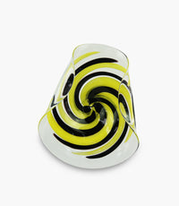 Art Glass Yellow/ Black Plate 44x35.5x11.5Cm