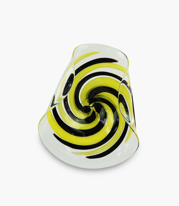 Art Glass Yellow/ Black Plate 44x35.5x11.5Cm