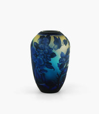 Wisteria Art Glass Vase In Blue/ Amber Size 17X17X26.5Cm